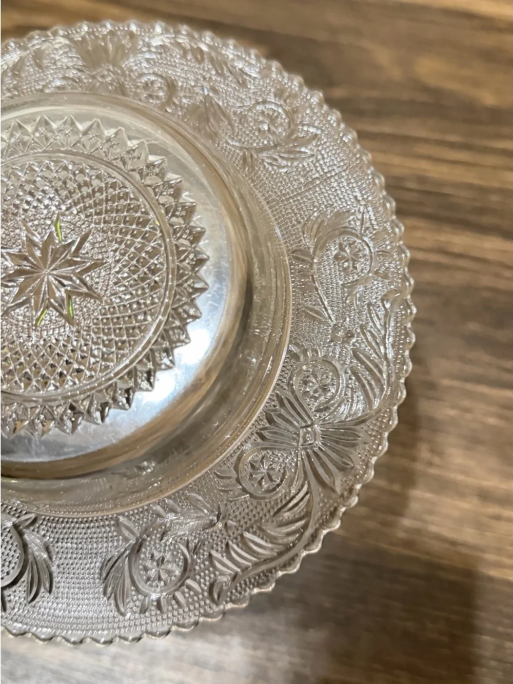 Clear Pressed Glass Decorative Serving Bowl - Clear - Picture 7 of 8